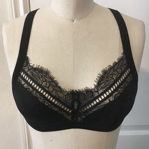 For Love & Lemons Velvet Strappy Lace Bralette S